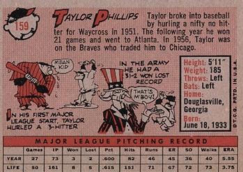 1958 Topps #159 Taylor Phillips Back