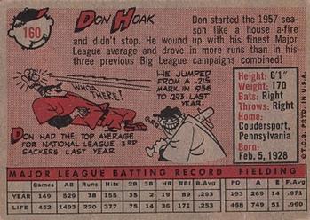 1958 Topps #160 Don Hoak Back