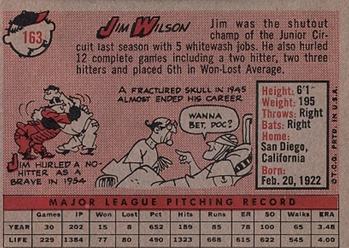 1958 Topps #163 Jim Wilson Back