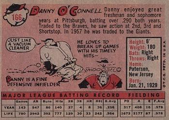 1958 Topps #166 Danny O'Connell Back