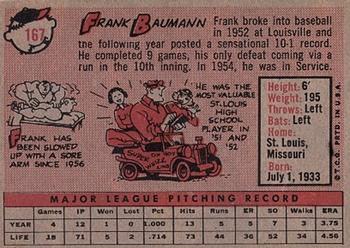 1958 Topps #167 Frank Baumann Back