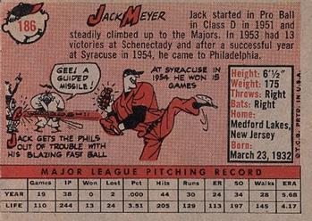 1958 Topps #186 Jack Meyer Back