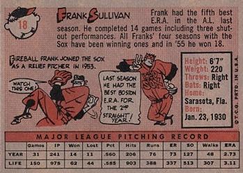 1958 Topps #18 Frank Sullivan Back