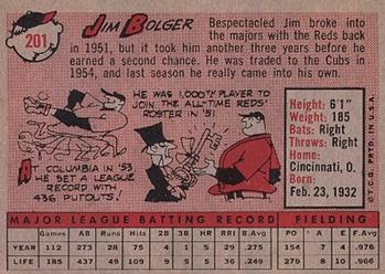 1958 Topps #201 Jim Bolger Back