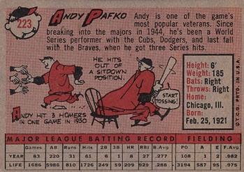 1958 Topps #223 Andy Pafko Back
