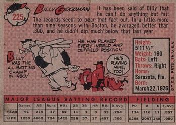 1958 Topps #225 Billy Goodman Back