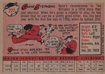 1958 Topps #227 Gene Stephens Back