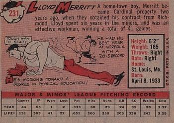 1958 Topps #231 Lloyd Merritt Back