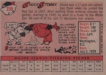 1958 Topps #239 Chuck Stobbs Back