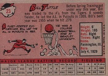 1958 Topps #23 Bill Tuttle Back