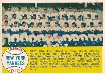 1958 Topps #246 New York Yankees Front