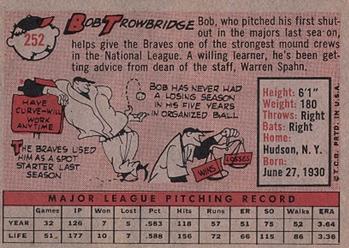 1958 Topps #252 Bob Trowbridge Back