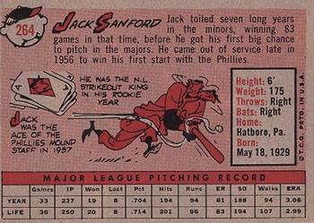 1958 Topps #264 Jack Sanford Back