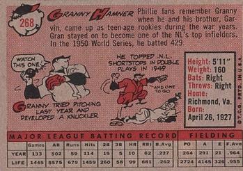1958 Topps #268 Granny Hamner Back