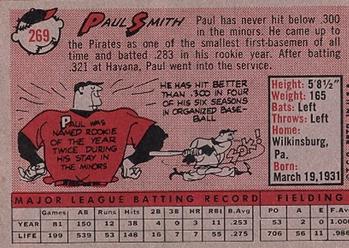 1958 Topps #269 Paul Smith Back