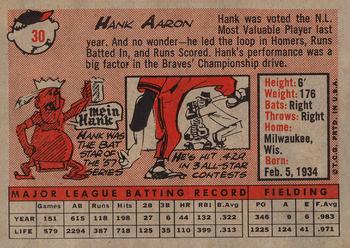 1958 Topps #30 Hank Aaron Back