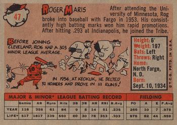 1958 Topps #47 Roger Maris Back