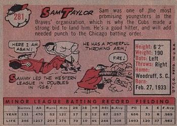 1958 Topps #281 Sam Taylor Back