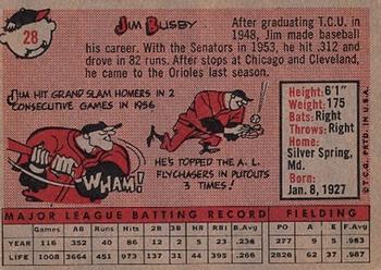 1958 Topps #28 Jim Busby Back