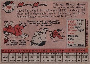 1958 Topps #295 Minnie Minoso Back