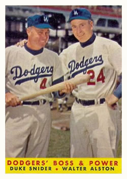 1958 Topps #314 Dodgers' Boss & Power (Duke Snider / Walter Alston) Front