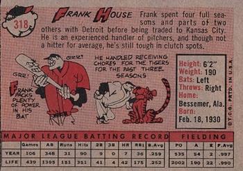 1958 Topps #318 Frank House Back