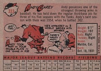 1958 Topps #333 Andy Carey Back
