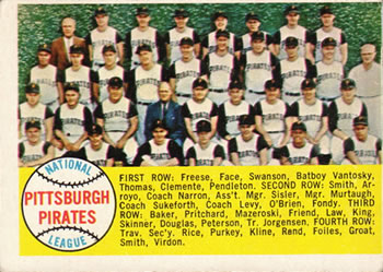 1958 Topps #341 Pittsburgh Pirates Front