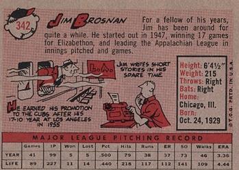1958 Topps #342 Jim Brosnan Back