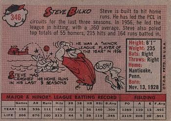 1958 Topps #346 Steve Bilko Back