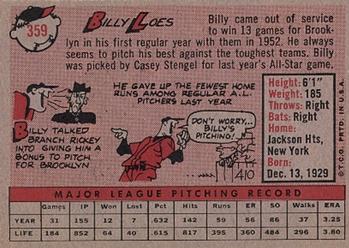 1958 Topps #359 Billy Loes Back