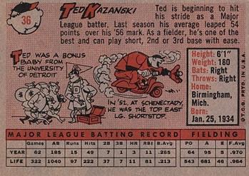 1958 Topps #36 Ted Kazanski Back