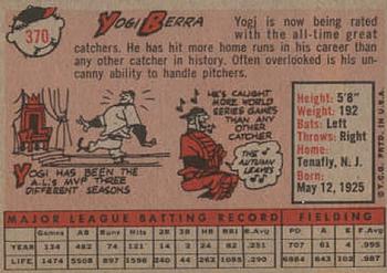 1958 Topps #370 Yogi Berra Back