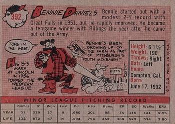 1958 Topps #392 Bennie Daniels Back