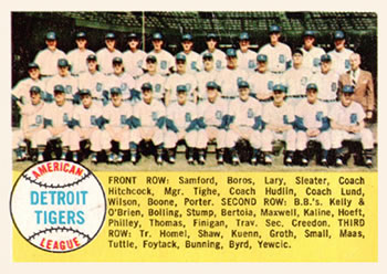1958 Topps #397 Detroit Tigers Front