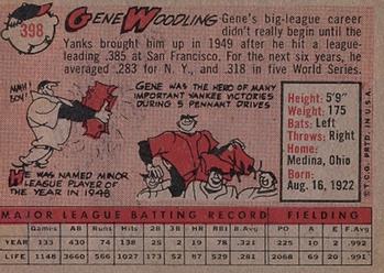 1958 Topps #398 Gene Woodling Back