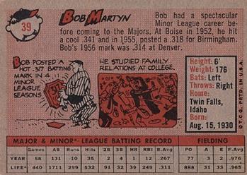 1958 Topps #39 Bob Martyn Back