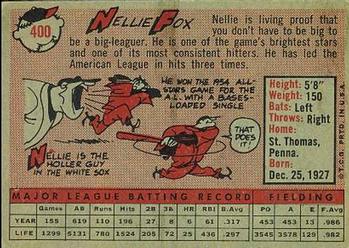 1958 Topps #400 Nellie Fox Back