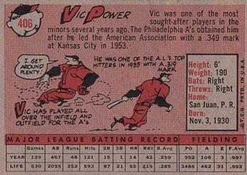 1958 Topps #406 Vic Power Back
