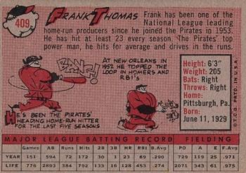 1958 Topps #409 Frank Thomas Back