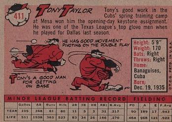 1958 Topps #411 Tony Taylor Back