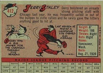 1958 Topps #412 Jerry Staley Back