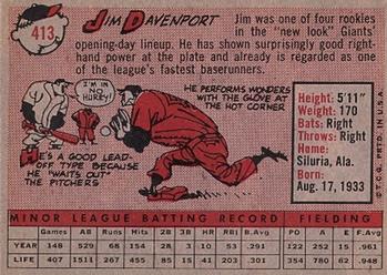 1958 Topps #413 Jim Davenport Back