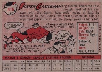 1958 Topps #416 Foster Castleman Back