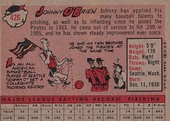 1958 Topps #426 Johnny O'Brien Back