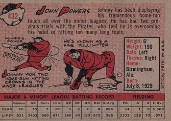 1958 Topps #432 John Powers Back