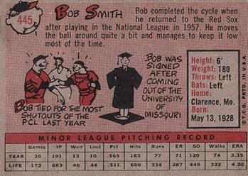 1958 Topps #445 Bob Smith Back