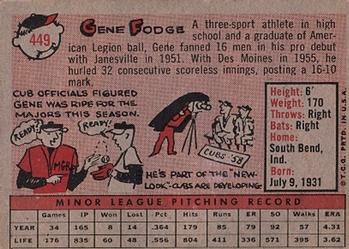 1958 Topps #449 Gene Fodge Back
