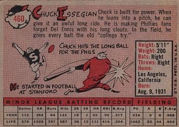 1958 Topps #460 Chuck Essegian Back