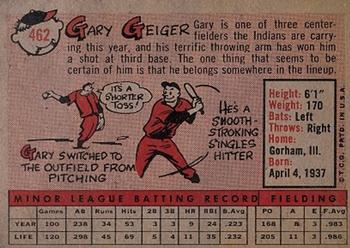 1958 Topps #462 Gary Geiger Back